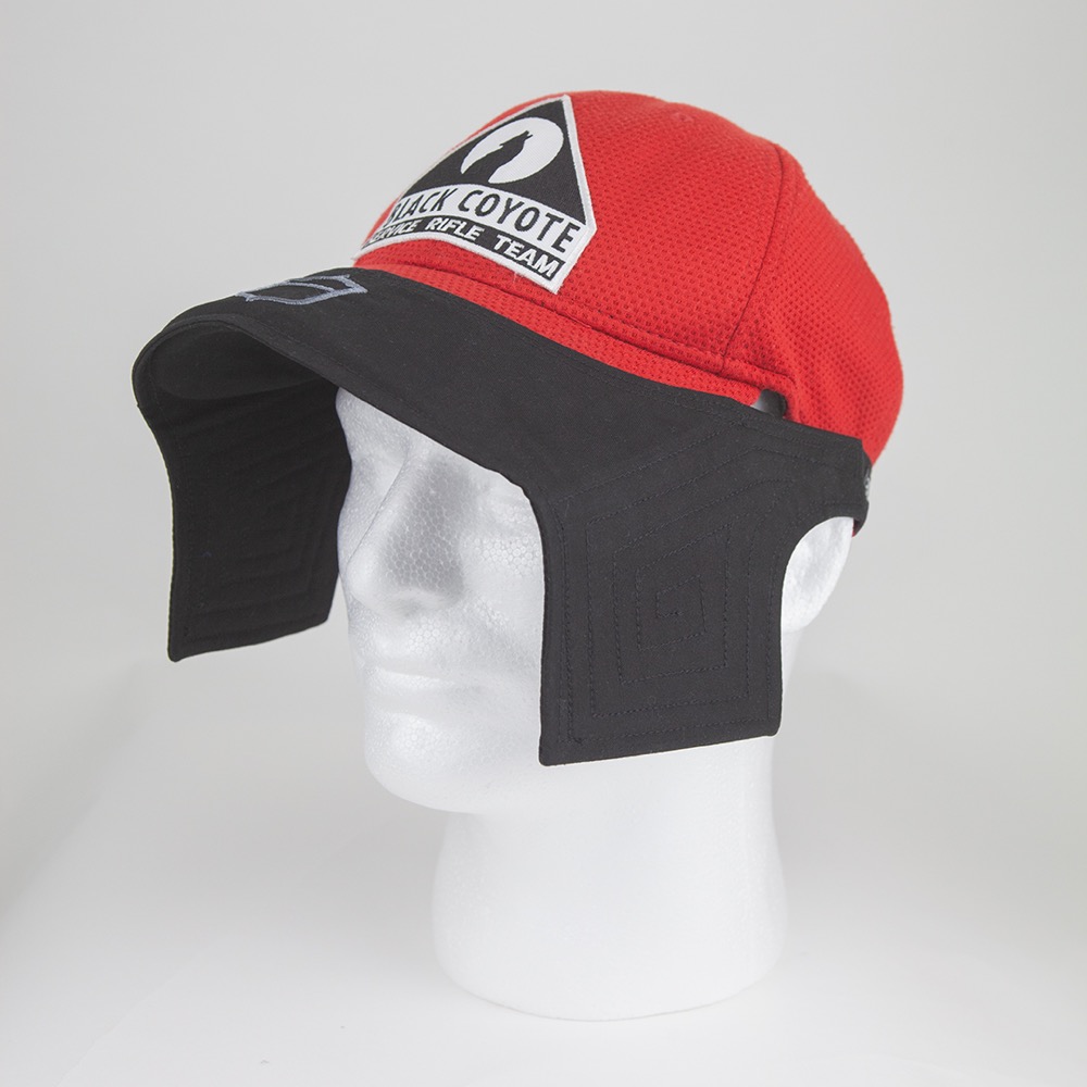 Red Black Coyote team cap fitted with the Black Coyote Sunshade